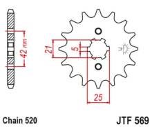 Звезда ведущая JT 520 x 16 квадроцикл ATV Yamaha YFA125 Breeze