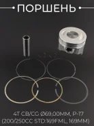 Поршень в сборе 169FML CB/CG D69 mm, pin 17 mm